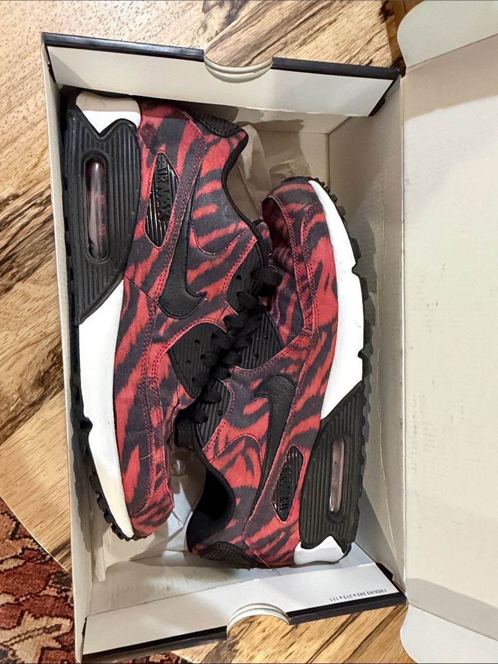 Nike Men’s Red and Black Tiger Camo Sneakers